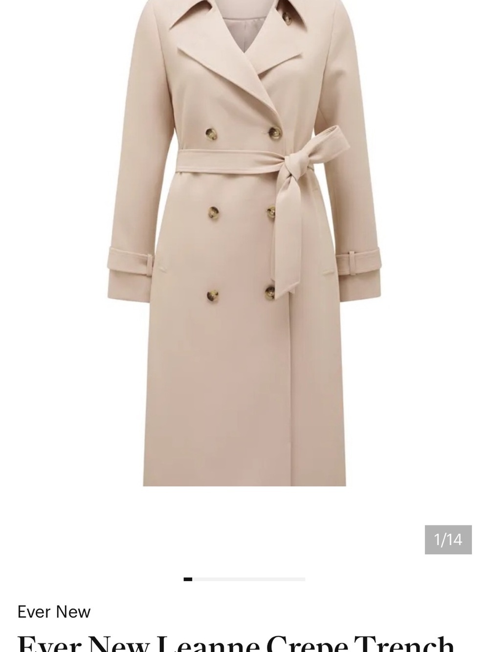 Ever New Cream Double-Breasted Trench Coat with Tie Waist